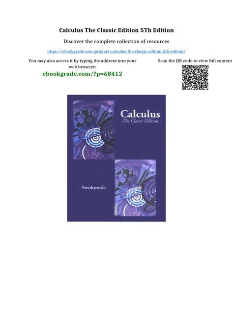 Calculus The Classic Edition Solution Manual
