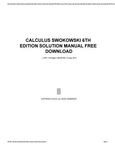 Read Calculus By Swokowski 6Th Edition Solution Manual Free Download 