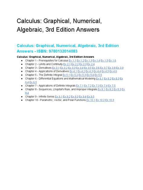 Read Online Calculus Graphical Numerical Algebraic 3Rd Edition 