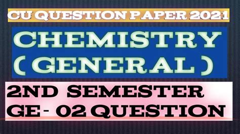 Read Calcutta University Chemistry General Question Paper 