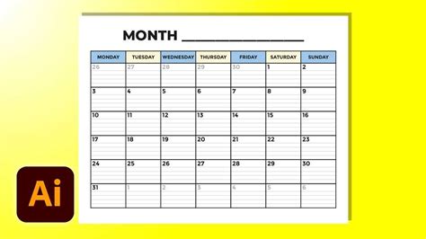 Calendar Illustrator Template