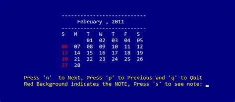 calendar in c programming calendar project in c programming