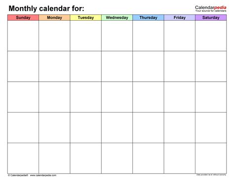 Calendar Templates Monthly