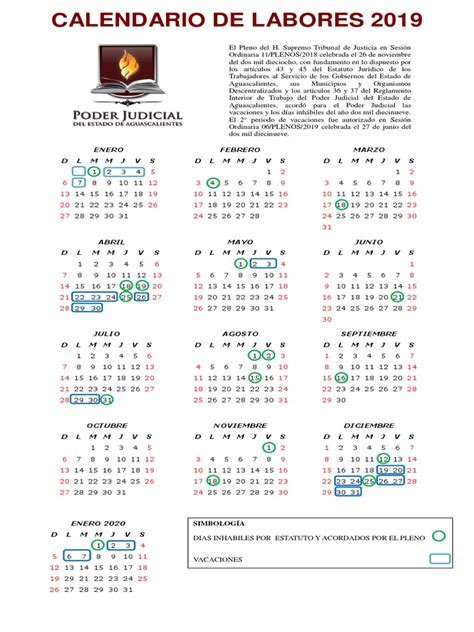 Calendario Poder Judicial