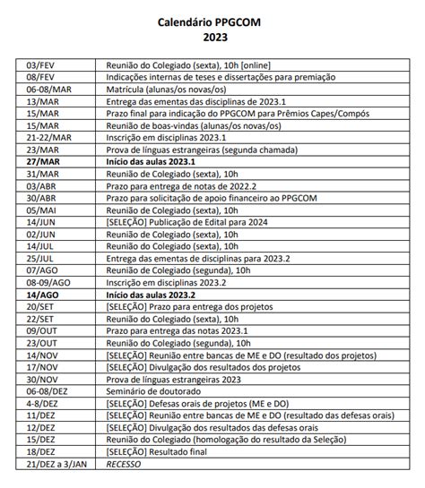 Calendario Uff 2023