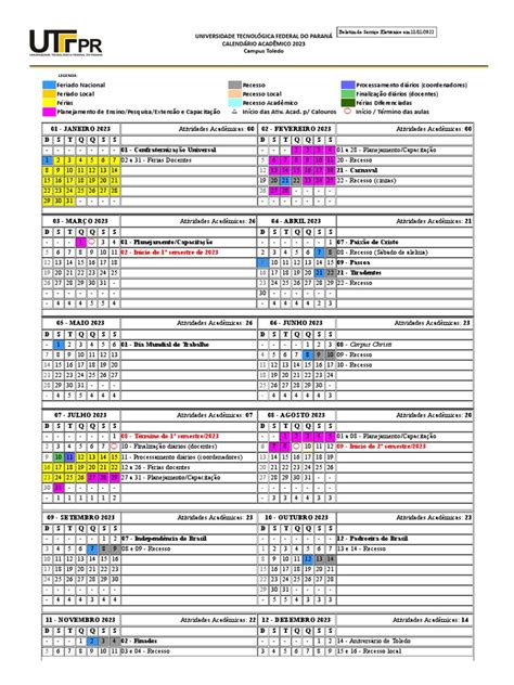 Calendario Utfpr 2023