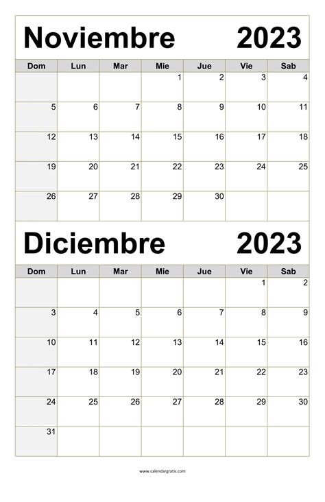 Calendario Noviembre y Diciembre 2023: Fechas Importantes y Festividades. ¡Planifica tus últimos meses del año!