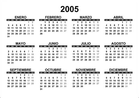 Calendaro De 2005
