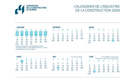 Calendrier Construction 2024