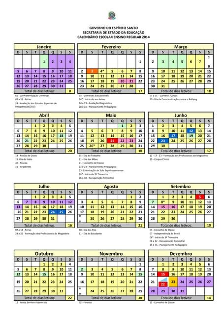 Calendário De 2014