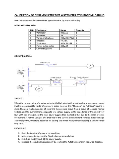 calibration of wattmeter by phantom loading
