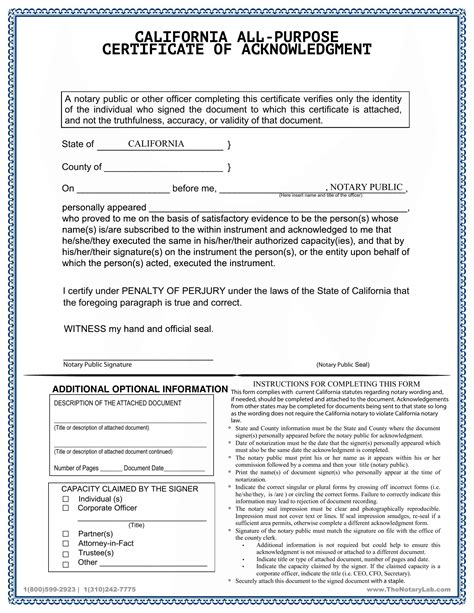 california acknowledgment