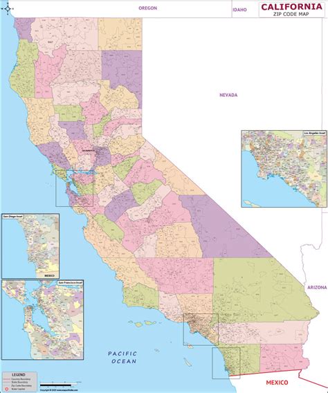 california county zip code map
