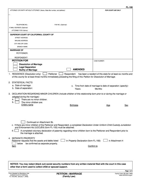 california divorce forms