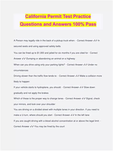 california permit practice test