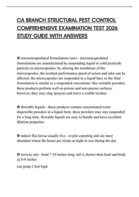 California Pest Control Test Study Guide Ralife