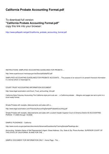 california probate accounting format