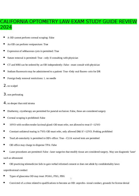 Download California Optometry Law Exam Study Guide 