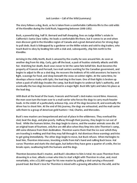Call Of The Wild Summary Chapter 6