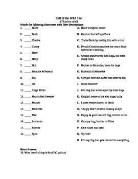 call of the wild test questions and answers