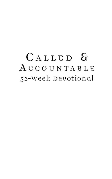 Called And Accountable 52 Week Devotional