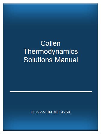 Read Callen Thermodynamics Solutions Manual 