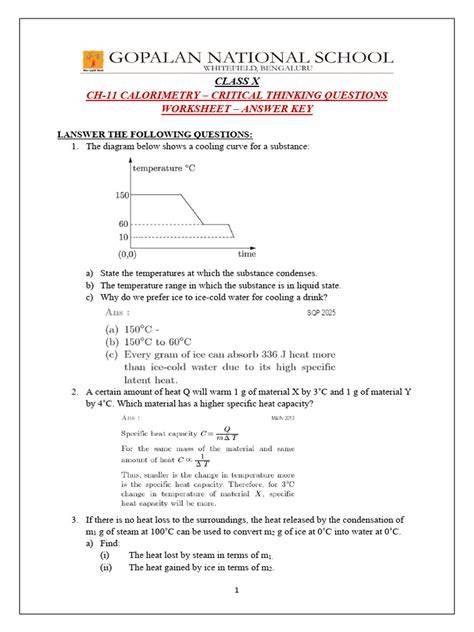 calorimetry answer key