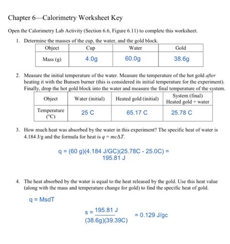 Calorimetry Worksheet Answers Calorimetry Worksheet 1 Answers - Calorimetry Worksheet 1 Answers