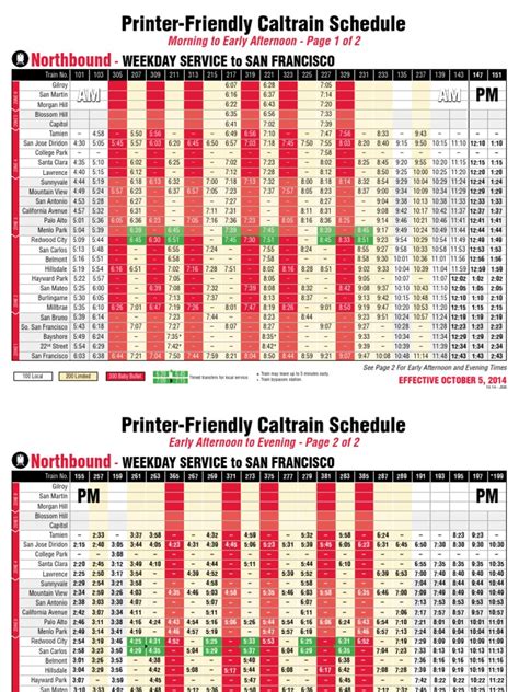 Caltrain Times Weekday