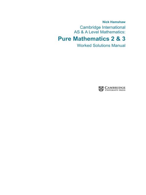 Cambridge 3 Unit Worked Solutions