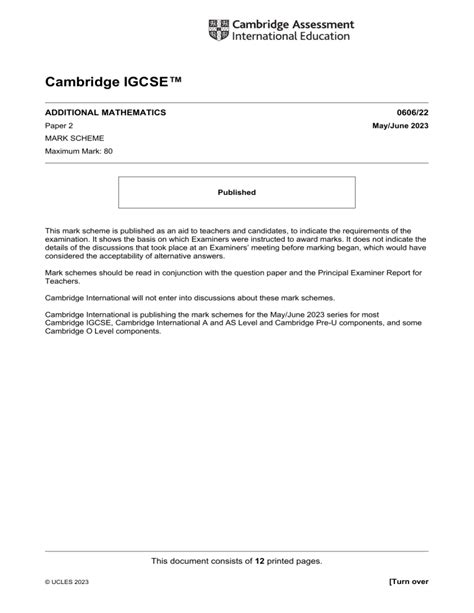 cambridge additional mathematics mark schemes for 2002