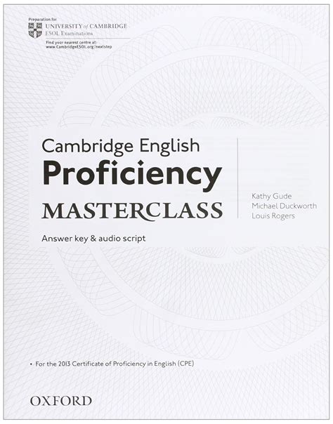 Cambridge English Proficiency Masterclass Answer Key