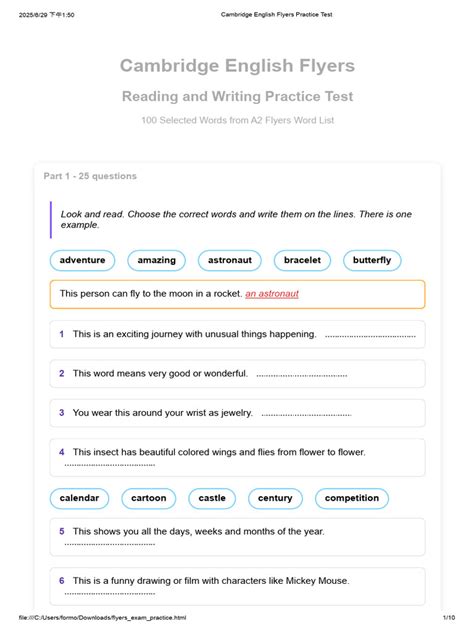 Cambridge Flyers Tests