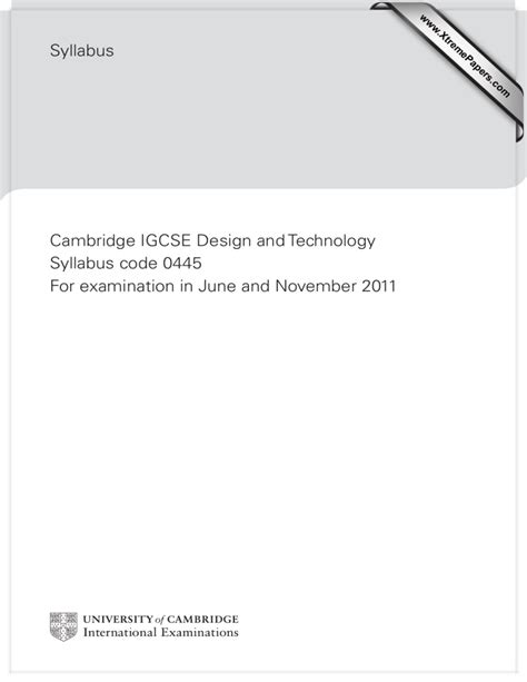 cambridge igcse design and technology syllabus code 0445