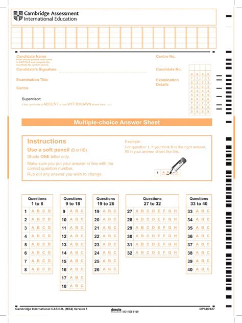 Cambridge Igcse Multiple Choice Answer Sheet