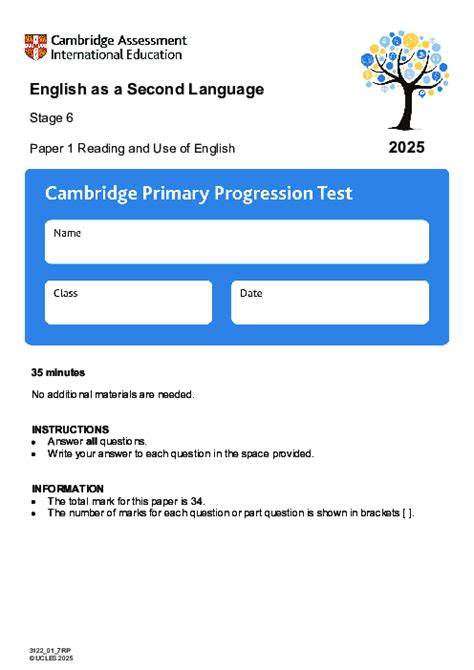 Cambridge Primary Progression Test Stage 3