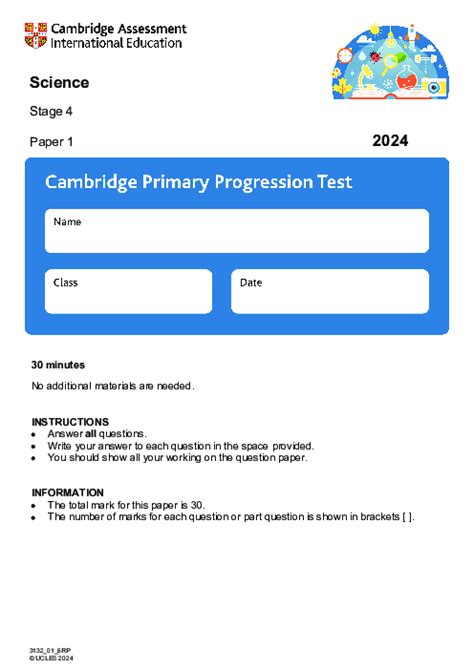 Cambridge Primary Progression Tests Science Past Papers