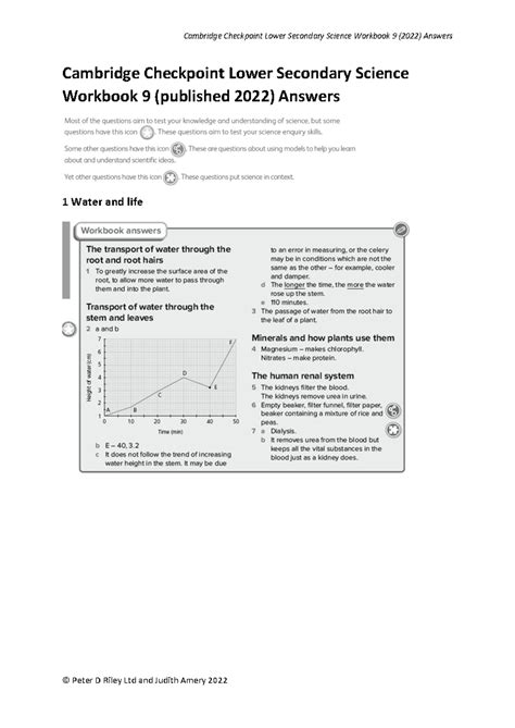 Read Cambridge Checkpoint Science 9 Workbook Answers 