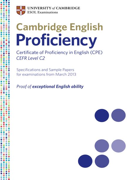 Read Online Cambridge English Proficiency Specifications And Sample Papers 