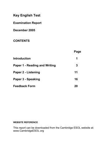 Read Cambridge Esol Entry 3 Writing Past Papers 