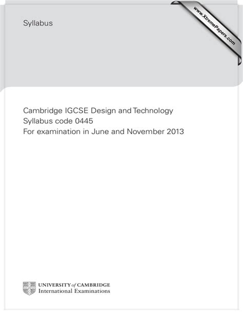 Read Online Cambridge Igcse Design And Technology Syllabus Code 0445 