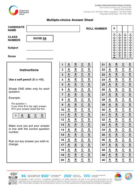 Read Online Cambridge Igcse Multiple Choice Answer Sheet 