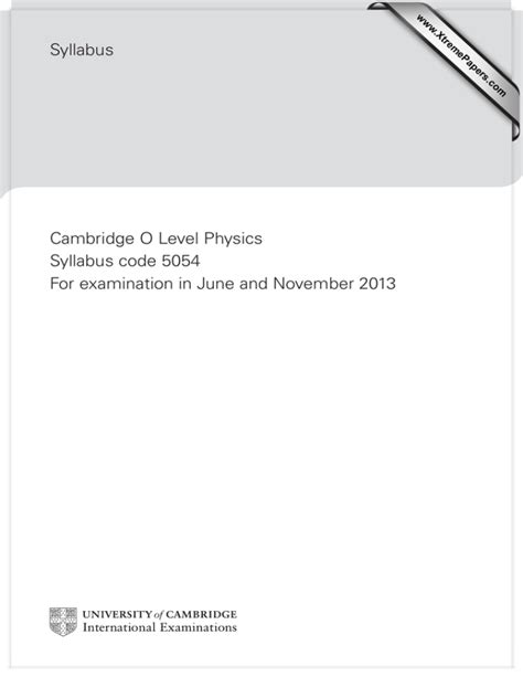 Download Cambridge O Level Physics Syllabus Code 5054 For 