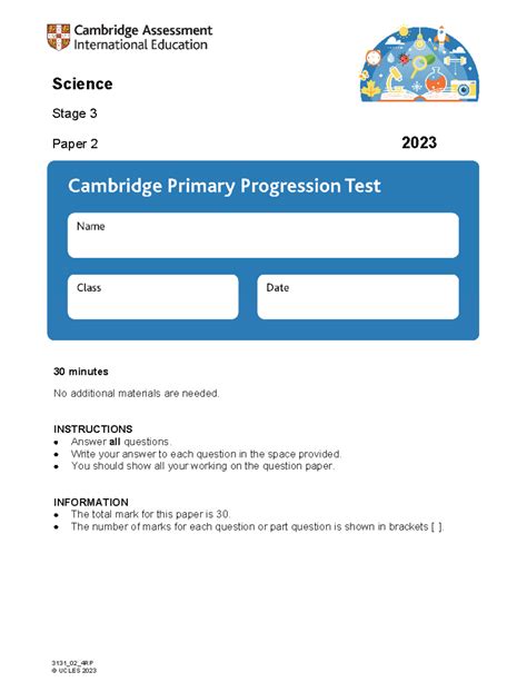 Read Cambridge Primary Progression Tests Science Past Papers 