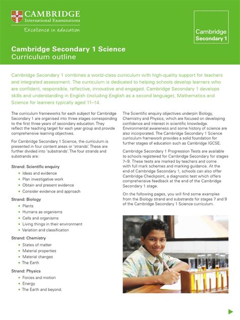 Read Online Cambridge Secondary 1 Science Curriculum Outline 