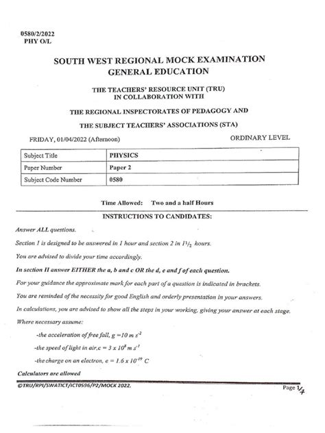 Download Cameroon Gce Physics Past Paper 