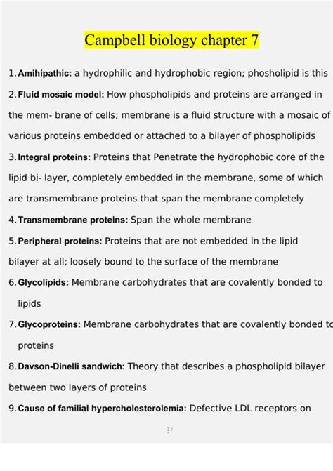 Campbell Biology Chapter 7 Study Guide