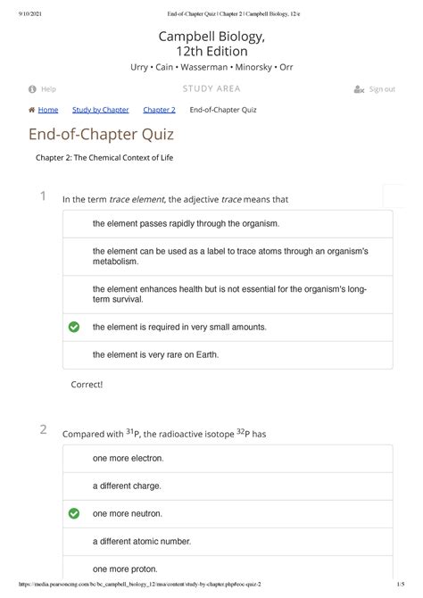 Read Online Campbell Biology Chapter 2 Quiz 