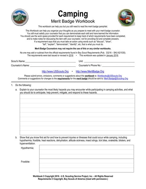 Camping Merit Badge Worksheet 2017 Camping Merit Badge Worksheet Answers - Camping Merit Badge Worksheet Answers