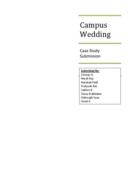 Campus Wedding Case Study Solution
